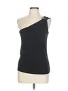 Ann Taylor Loft Sleeveless Top Black One Shoulder Neckline Tops In Black