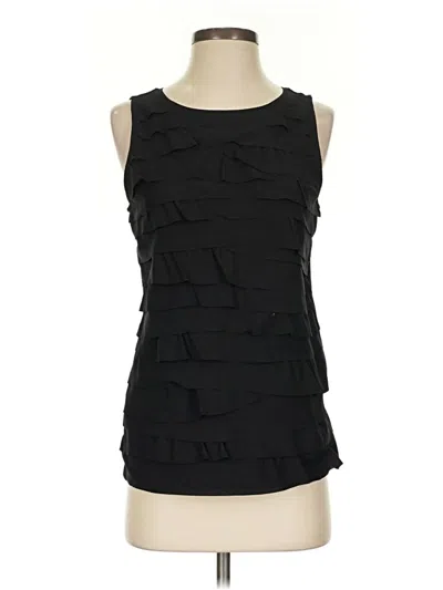 Pre-owned Ann Taylor Loft Sleeveless Top Black Ruffles Neckline Tops