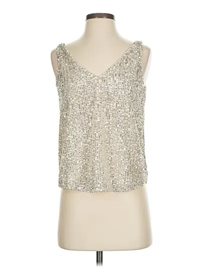 Ann Taylor Loft Sleeveless Top Silver V Neck Tops