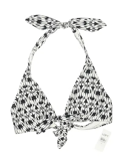 Pre-owned Ann Taylor Loft Swimsuit Top Ivory Print Pattern Swimwear In White