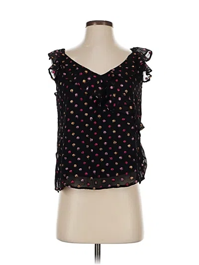 Pre-owned Ann Taylor Loft Tank Top Black Ruffles Neckline Tops