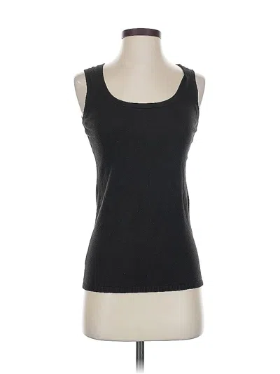 Pre-owned Ann Taylor Loft Tank Top Black Solid Pattern Scoop Neck Tops