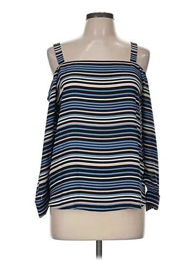 Pre-owned Ann Taylor Loft Tank Top Blue Cold Shoulder Neckline Tops