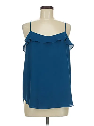 Pre-owned Ann Taylor Loft Tank Top Blue Cold Shoulder Neckline Tops