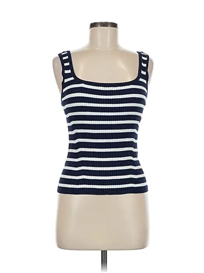 Pre-owned Ann Taylor Loft Tank Top Blue Stripes Pattern Strapless Neckline Tops