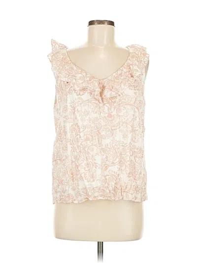 Pre-owned Ann Taylor Loft Tank Top Ivory Ruffles Neckline Tops In White