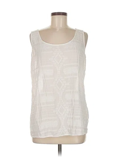 Pre-owned Ann Taylor Loft Tank Top Ivory Square Neckline Tops In White