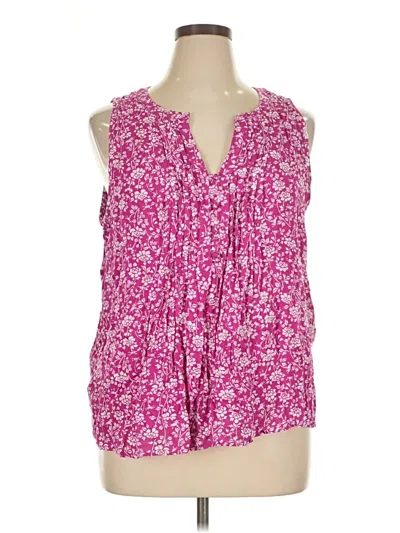 Pre-owned Ann Taylor Loft Tank Top Pink Plunge Neckline Tops