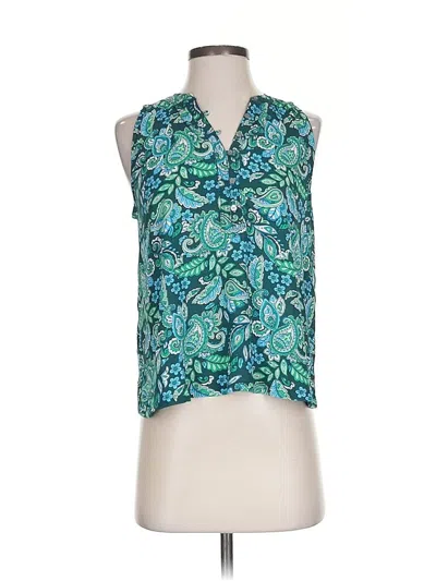 Pre-owned Ann Taylor Loft Tank Top Teal Halter Neckline Tops In Blue