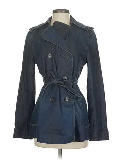 Pre-owned Ann Taylor Loft Trenchcoat In Blue