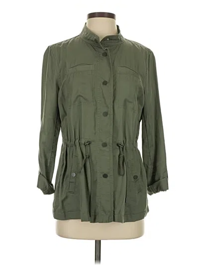 Pre-owned Ann Taylor Loft Trenchcoat In Green