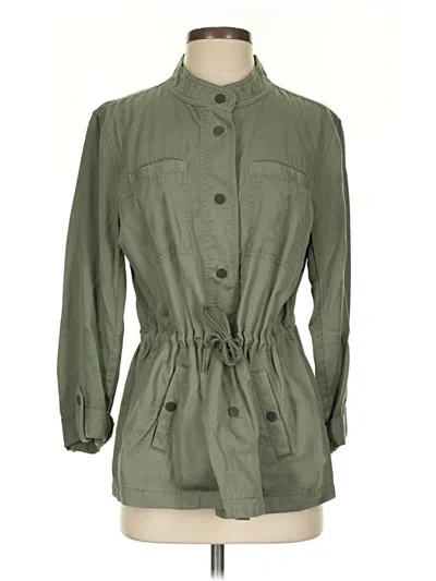 Pre-owned Ann Taylor Loft Trenchcoat In Green