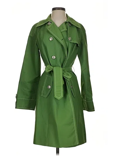 Pre-owned Ann Taylor Loft Trenchcoat In Green