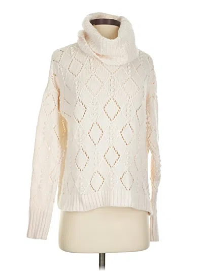 Pre-owned Ann Taylor Loft Turtleneck Sweater In White
