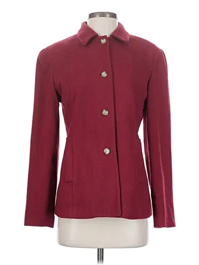 Pre-owned Ann Taylor Loft Wool Blazer Jacket In Burgundy