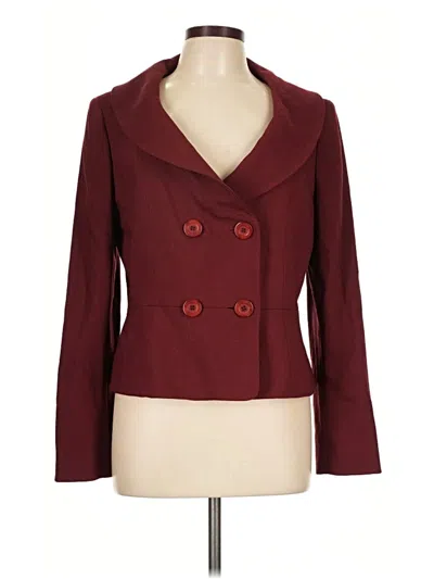 Pre-owned Ann Taylor Loft Wool Blazer Jacket In Burgundy