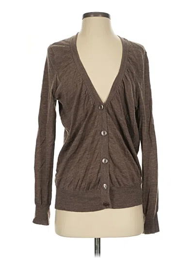 Pre-owned Ann Taylor Loft Wool Cardigan Sweater In Brown