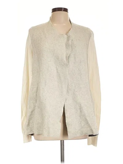 Pre-owned Ann Taylor Loft Wool Cardigan Sweater In White