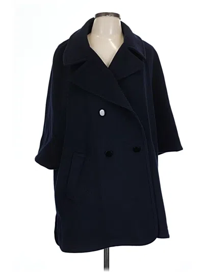Pre-owned Ann Taylor Loft Wool Coat In Blue