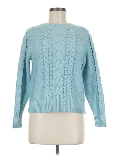 Pre-owned Ann Taylor Loft Wool Pullover Sweater In Blue