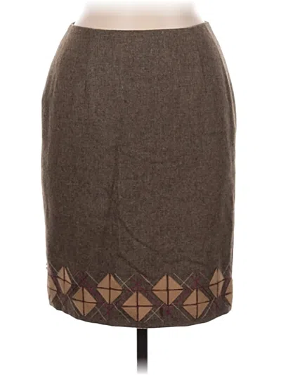 Pre-owned Ann Taylor Loft Wool Skirt In Brown