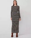 Ann Taylor Long Crew Neck Knit Dress In Black/neutral Combo