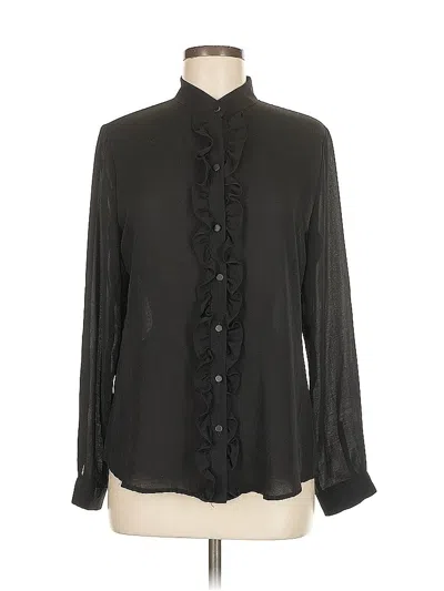 Pre-owned Ann Taylor Long Sleeve Blouse In Black