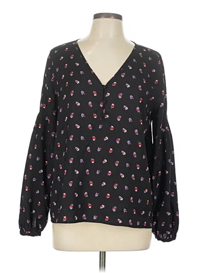 Pre-owned Ann Taylor Long Sleeve Blouse In Black