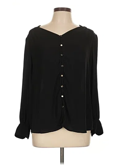 Pre-owned Ann Taylor Long Sleeve Blouse In Black