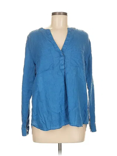 Pre-owned Ann Taylor Long Sleeve Blouse In Blue