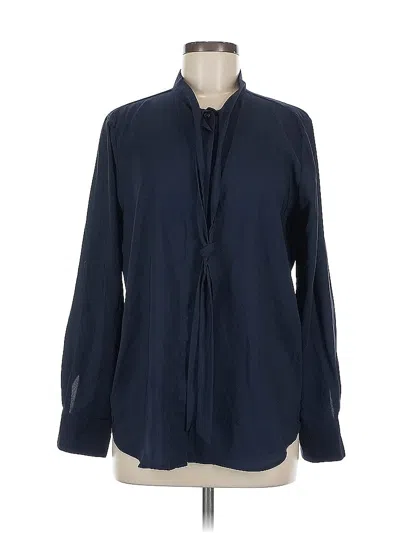Pre-owned Ann Taylor Long Sleeve Blouse In Blue