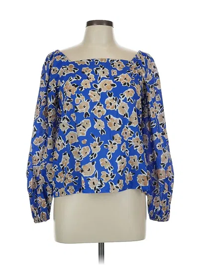 Pre-owned Ann Taylor Long Sleeve Blouse In Blue