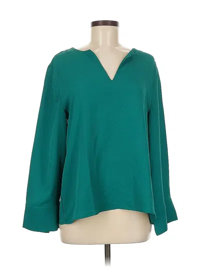 Pre-owned Ann Taylor Long Sleeve Blouse In Blue