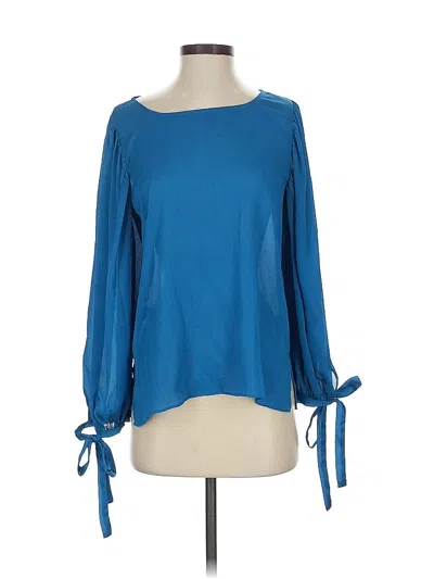 Pre-owned Ann Taylor Long Sleeve Blouse In Blue