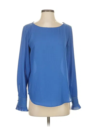 Pre-owned Ann Taylor Long Sleeve Blouse In Blue