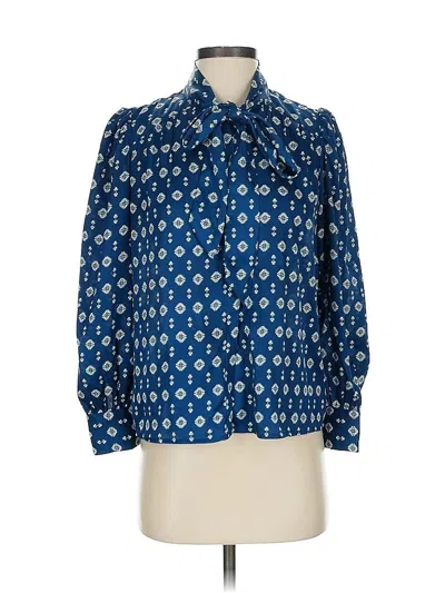 Pre-owned Ann Taylor Long Sleeve Blouse In Blue
