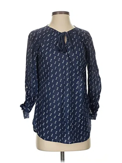 Pre-owned Ann Taylor Long Sleeve Blouse In Blue