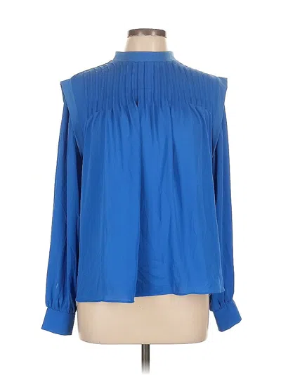 Pre-owned Ann Taylor Long Sleeve Blouse In Blue