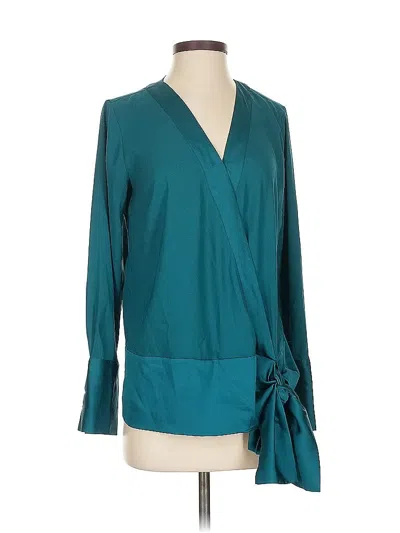 Pre-owned Ann Taylor Long Sleeve Blouse In Blue