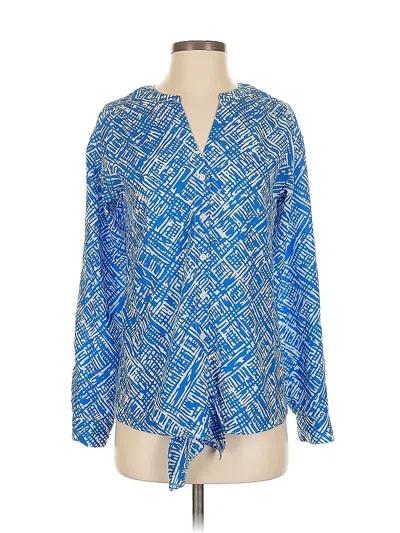 Pre-owned Ann Taylor Long Sleeve Blouse In Blue