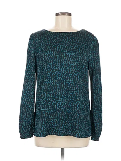 Pre-owned Ann Taylor Long Sleeve Blouse In Blue