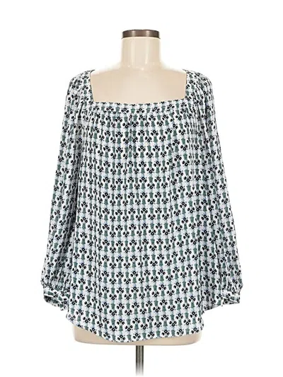 Pre-owned Ann Taylor Long Sleeve Blouse In Blue