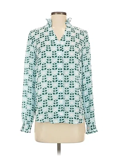 Pre-owned Ann Taylor Long Sleeve Blouse In Blue