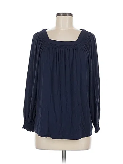 Pre-owned Ann Taylor Long Sleeve Blouse In Blue