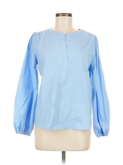 Pre-owned Ann Taylor Long Sleeve Blouse In Blue