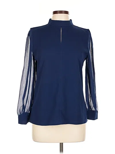 Pre-owned Ann Taylor Long Sleeve Blouse In Blue