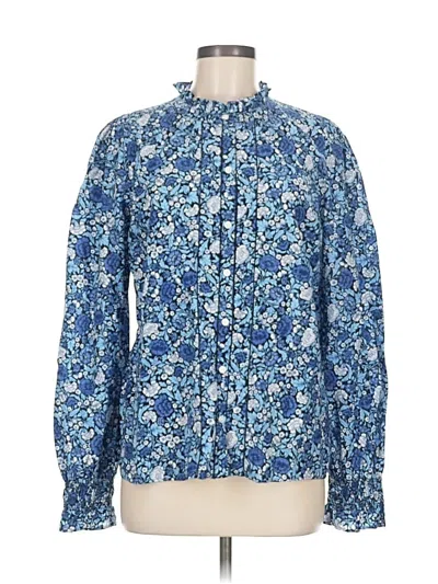 Pre-owned Ann Taylor Long Sleeve Blouse In Blue