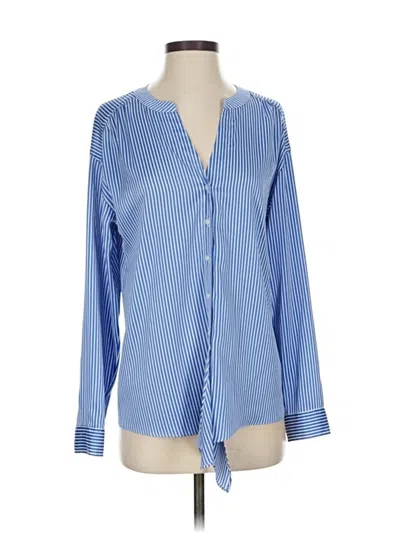 Pre-owned Ann Taylor Long Sleeve Blouse In Blue