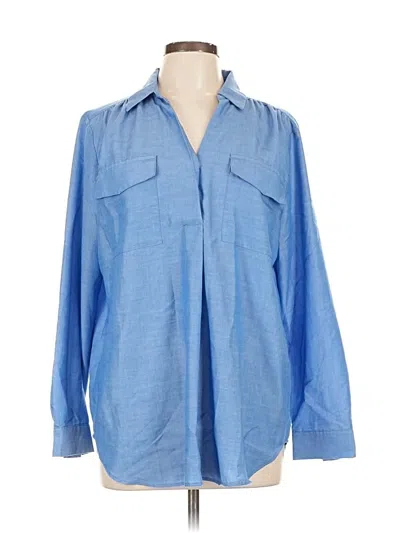 Pre-owned Ann Taylor Long Sleeve Blouse In Blue