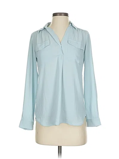 Pre-owned Ann Taylor Long Sleeve Blouse In Blue